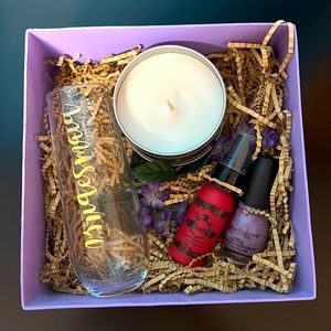 Pre-assembled purple bridesmaids proposal box